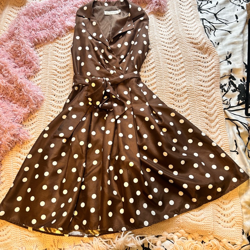 Chic Brown Cowl Neck A-Line Midi Dress